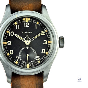 Timor - British Military Issued - ’Dirty Dozen’ - Wristwatch - Caseback K 13708 - c.1944 - Vintage Watch Specialist