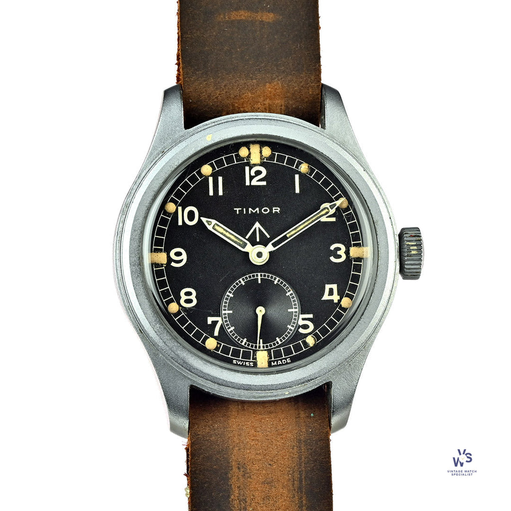 Timor - British Military Issued - ’Dirty Dozen’ - Wristwatch - Caseback K 13708 - c.1944 - Vintage Watch Specialist