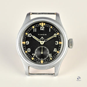 Timor - British Military Issued - ’Dirty Dozen’ - Wristwatch - Caseback K 13708 - c.1944 - Vintage Watch Specialist