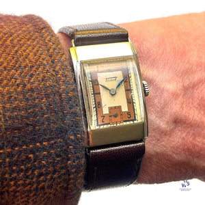 Tissot - Antimagnetique - Art Deco Tank Case - Two Tone Copper/Cream - c.1932 - Vintage Watch Specialist