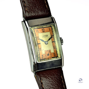 Tissot - Antimagnetique - Art Deco Tank Case - Two Tone Copper/Cream - c.1932 - Vintage Watch Specialist