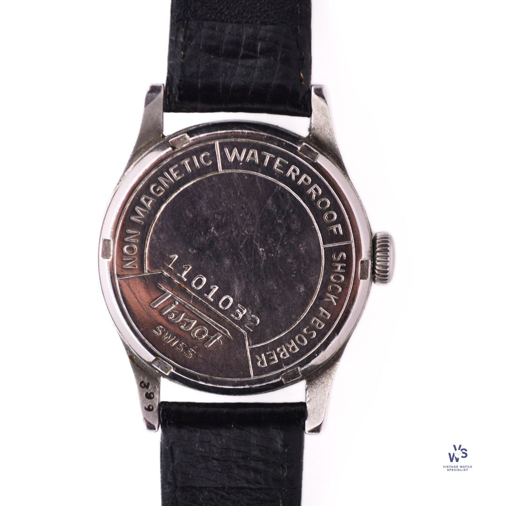 Tissot - Antimagnetique - Cal 27 Sub-Seconds - Black/Gilt Dial - Arabic Numerals - c.1940 - Vintage Watch Specialist