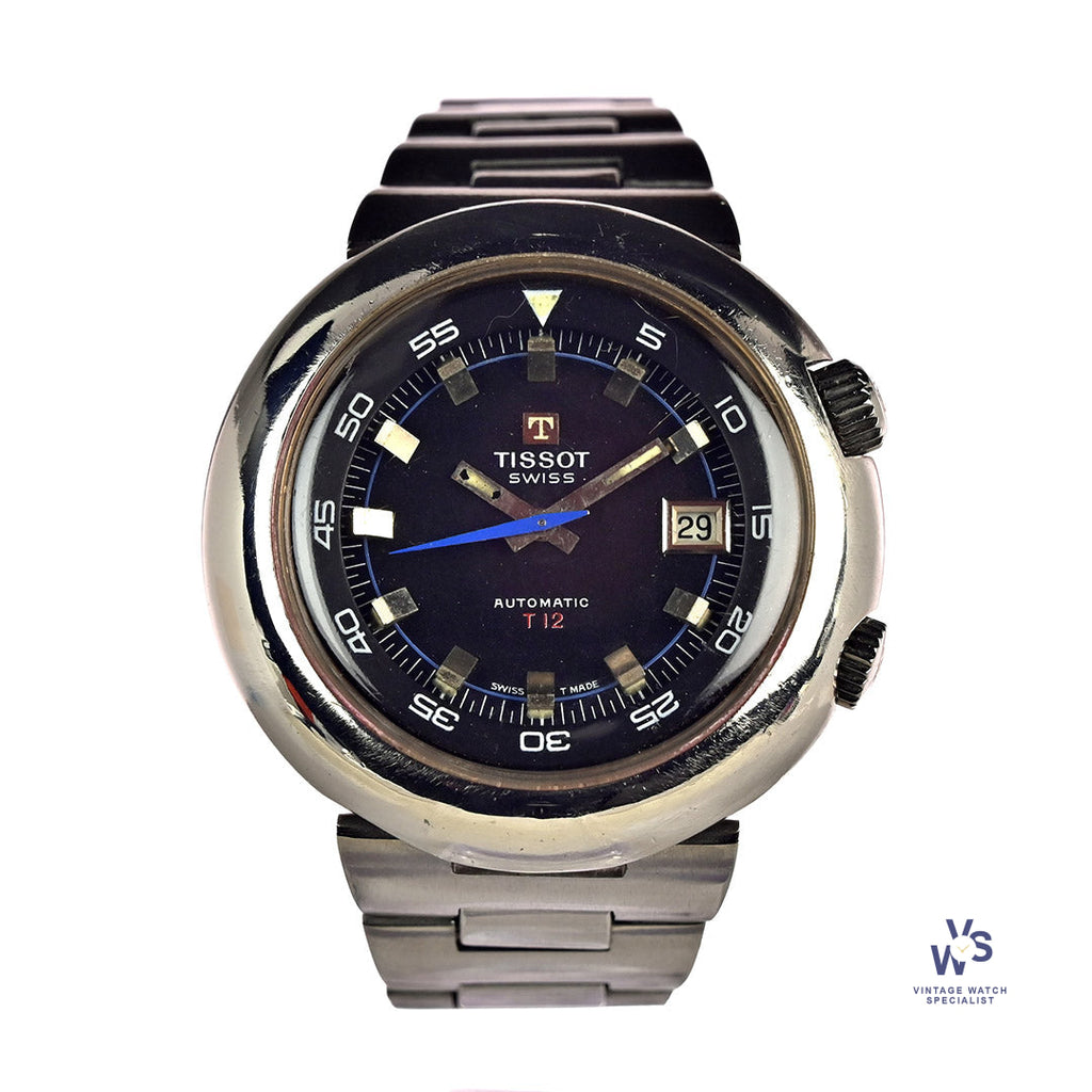 Tissot T12 Automatic Dive Watch - Internal Rotating Bezel - Super Compressor Case - c.1970 - Vintage Watch Specialist