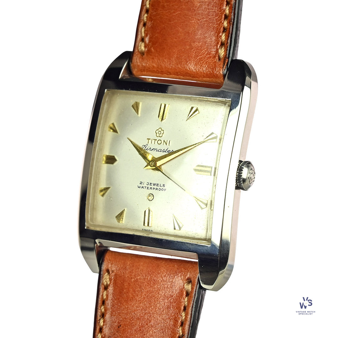 Titoni Airmaster Chocolatone Case Gilt Furniture Model Reference Vintage Watch Specialist