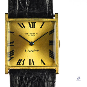 Universal Geneve Dual Signed Cartier Dial - 18k Gold Square Cased Dress Watch - c.1960s - Vintage Watch Specialist