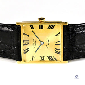 Universal Geneve Dual Signed Cartier Dial - 18k Gold Square Cased Dress Watch - c.1960s - Vintage Watch Specialist