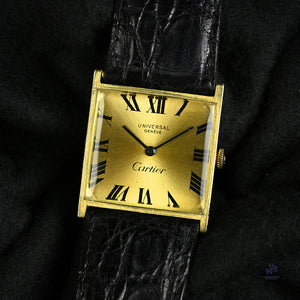 Universal Geneve Dual Signed Cartier Dial - 18k Gold Square Cased Dress Watch - c.1960s - Vintage Watch Specialist