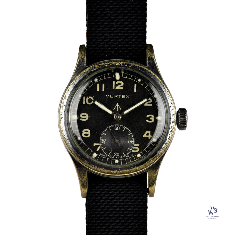 Vertex Dirty Dozen WW2 Military Issued Soldiers Watch - Matching Case and Lug Numbers - c.1944 - Vintage Watch Specialist