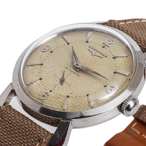 Vintage Longines Automatic With Beautiful Waffle Dial - c.1939 - Vintage Watch Specialist