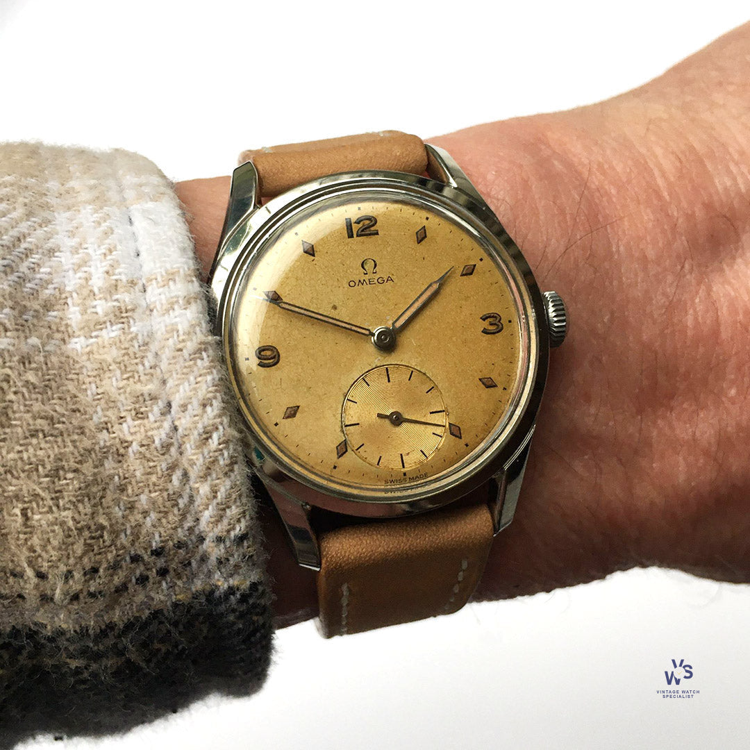 Vintage Omega Dress Watch - Tropical Dial with Lozenge Hour Markers - Vintage Watch Specialist Vintage Omega Dress Watch - Tropical Dial with Lozenge Hour Markers - Vintage Watch Specialist