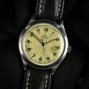 Vintage Omega Watch Stainless Steel Case Nice Patina and Original Lume C.1940 Vintage Watch Specialist