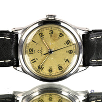 Vintage Omega Watch Stainless Steel Case Nice Patina and Original Lume C.1940 Vintage Watch Specialist