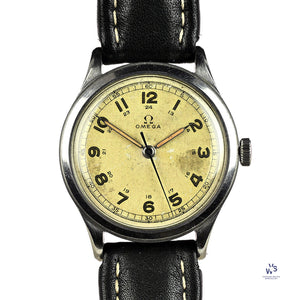Vintage Omega Watch Stainless Steel Case Nice Patina and Original Lume C.1940 Vintage Watch Specialist