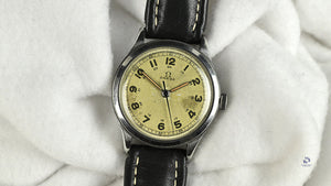 Vintage Omega Watch Stainless Steel Case Nice Patina and Original Lume C.1940 Vintage Watch Specialist