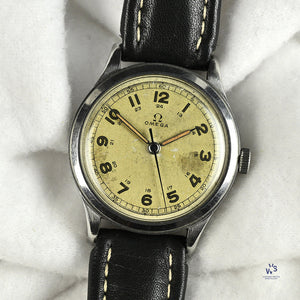 Vintage Omega Watch Stainless Steel Case Nice Patina and Original Lume C.1940 Vintage Watch Specialist
