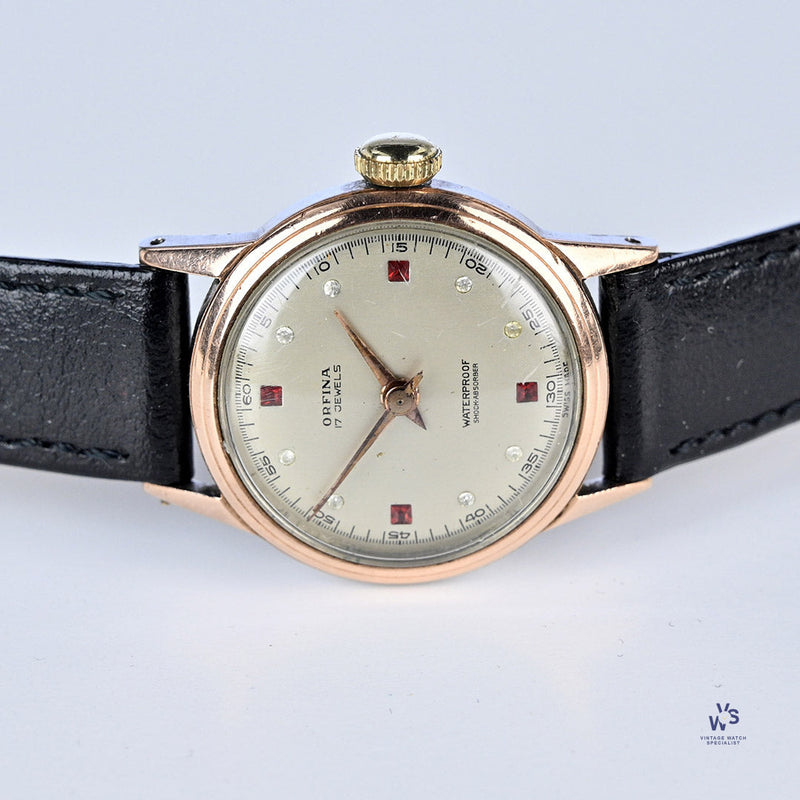 Vintage Orfina Manual Dress Watch With Jewelled Dial and Gold Capped Case - c.1950s Specialist