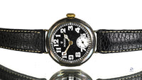 Vintage Rolex Trench Style Watch Black Dial Stockwell and Co. Case c.1915 Vintage Watch Specialist