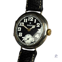Vintage Rolex Trench Style Watch Black Dial Stockwell and Co. Case c.1915 Vintage Watch Specialist
