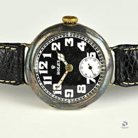 Vintage Rolex Trench Style Watch Black Dial Stockwell and Co. Case c.1915 Vintage Watch Specialist