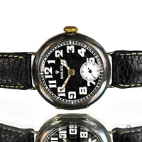 Vintage Rolex Trench Style Watch Black Dial Stockwell and Co. Case c.1915 Vintage Watch Specialist