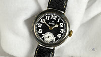 Vintage Rolex Trench Style Watch Black Dial Stockwell and Co. Case c.1915 Vintage Watch Specialist