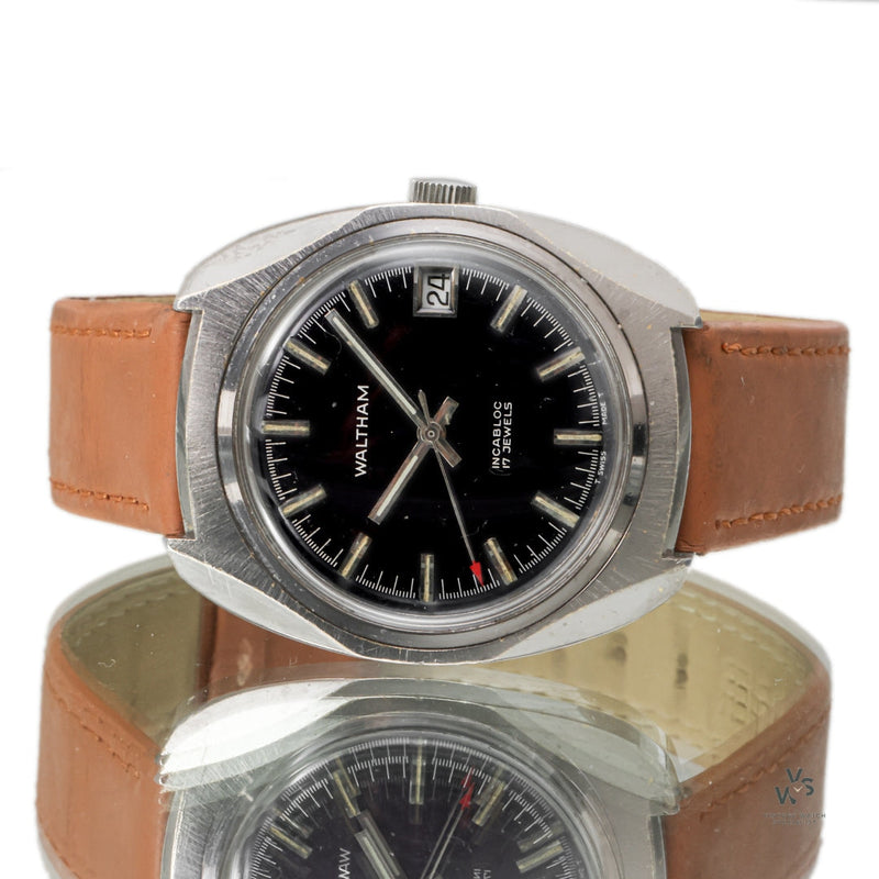 Waltham Calendar Manual -Stainless Steel Case - c.1970 - Vintage Watch Specialist