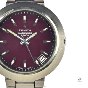 Zenith - Disco Volante Model Ref: 01-1190-290 - UFO Case - Automatic Date - Maroon Dial - c.1973 - Vintage Watch Specialist