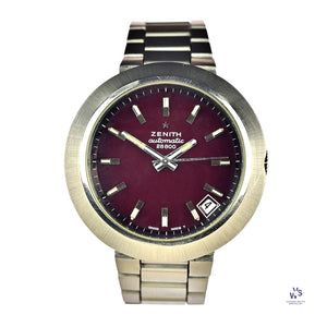 Zenith - Disco Volante Model Ref: 01-1190-290 - UFO Case - Automatic Date - Maroon Dial - c.1973 - Vintage Watch Specialist