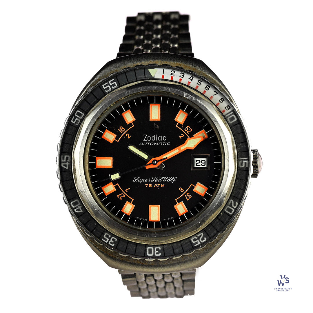 Zodiac Automatic Super Sea Wolf Model 1342 736 c.1970 Vintage Watch Specialist