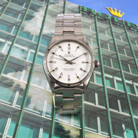 1972 Rolex Oyster Perpetual with White Roman Dial - Vintage Watch Specialist