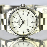 1972 Rolex Oyster Perpetual with White Roman Dial - Vintage Watch Specialist