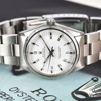 1972 Rolex Oyster Perpetual with White Roman Dial - Vintage Watch Specialist