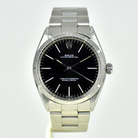 Rolex Oyster Perpetual - Stunning Black Dial and Engine Turned Bezel - Ref.1002, Calibre 1570 - c.1979