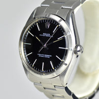 Rolex Oyster Perpetual - Stunning Black Dial and Engine Turned Bezel - Ref.1002, Calibre 1570 - c.1979