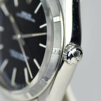 Rolex Oyster Perpetual - Stunning Black Dial and Engine Turned Bezel - Ref.1002, Calibre 1570 - c.1979