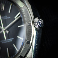 Rolex Oyster Perpetual - Stunning Black Dial and Engine Turned Bezel - Ref.1002, Calibre 1570 - c.1979