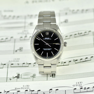 Rolex Oyster Perpetual - Stunning Black Dial and Engine Turned Bezel - Ref.1002, Calibre 1570 - c.1979