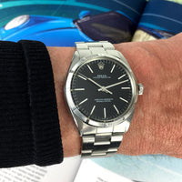 Rolex Oyster Perpetual - Stunning Black Dial and Engine Turned Bezel - Ref.1002, Calibre 1570 - c.1979