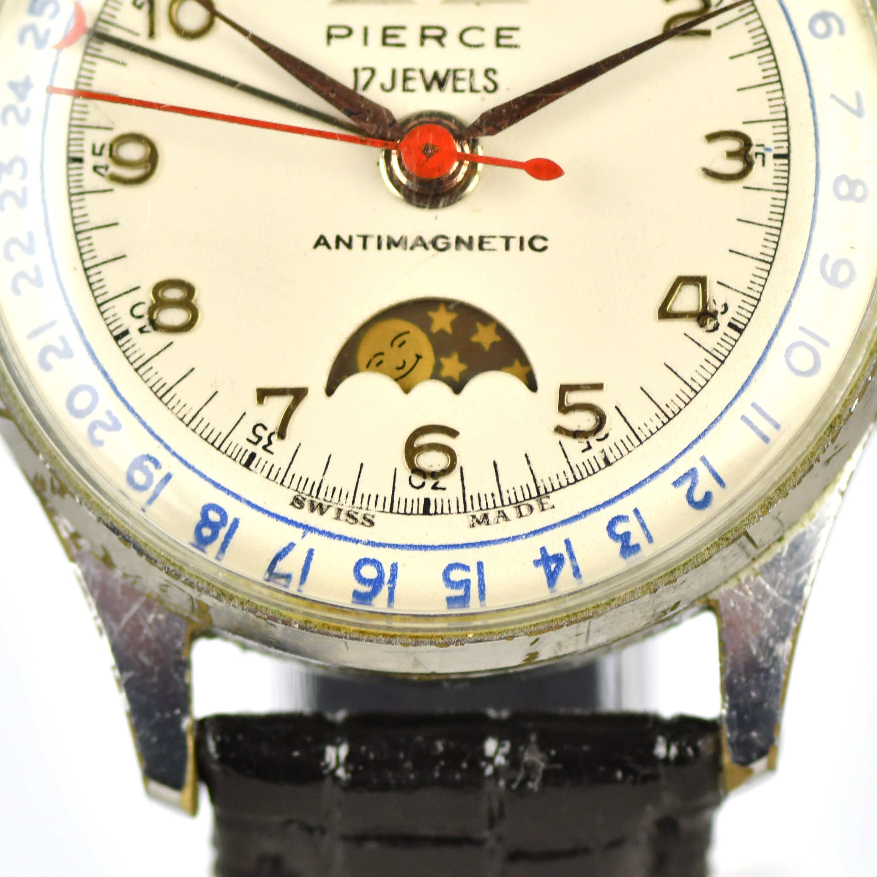 Pierce Triple Calendar Moon Phase - Calibre 103CLD - Chrome Plated Cas –  Vintage Watch Specialist