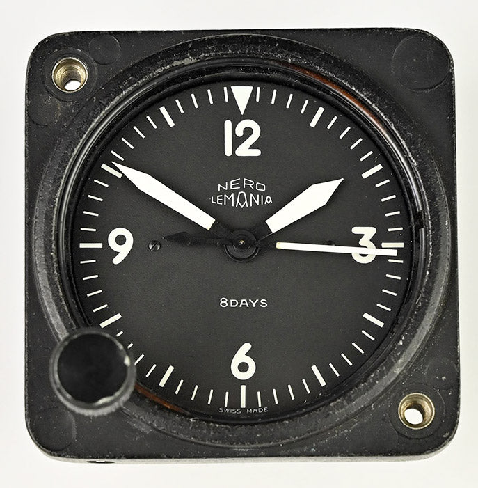 Nero Lemania 7510 - 8 Day Aircraft Cockpit Clock - Dated 1958 - Original Condition with Military Markings ***SOLD***