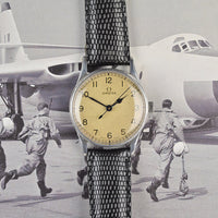 Omega - A Military Issued Wristwatch - Air Ministry 6B/159 White Dial - c.1939