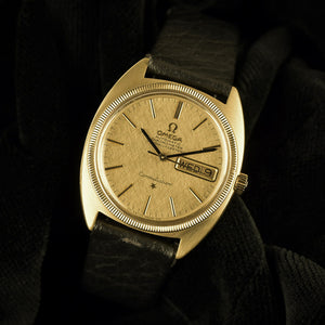 ***Sold***Omega Constellation with Day-Date - Model Reference 168.029 - 18K Gold - Solid Gold Linen Textured Dial - 1969