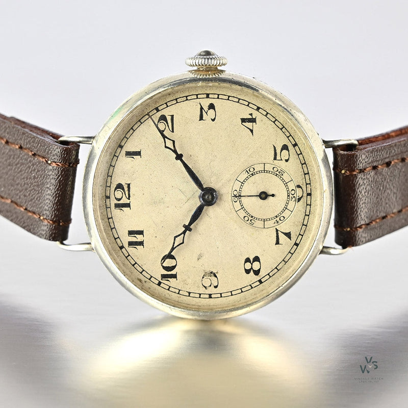 A Vintage Silver Trench Style Watch with Breguet Style Numerals - c.1930 - Vintage Watch Specialist