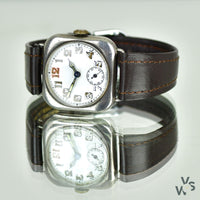 Silver Cusion Cased Trench Watch WWI - Vintage Watch Specialist