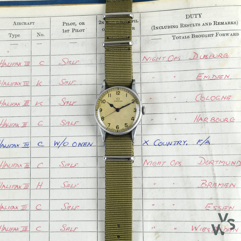 c.1943 Omega 6B/159 - RAF Military Issue Watch - Ref: 2292 - White Dial - Vintage Watch Specialist