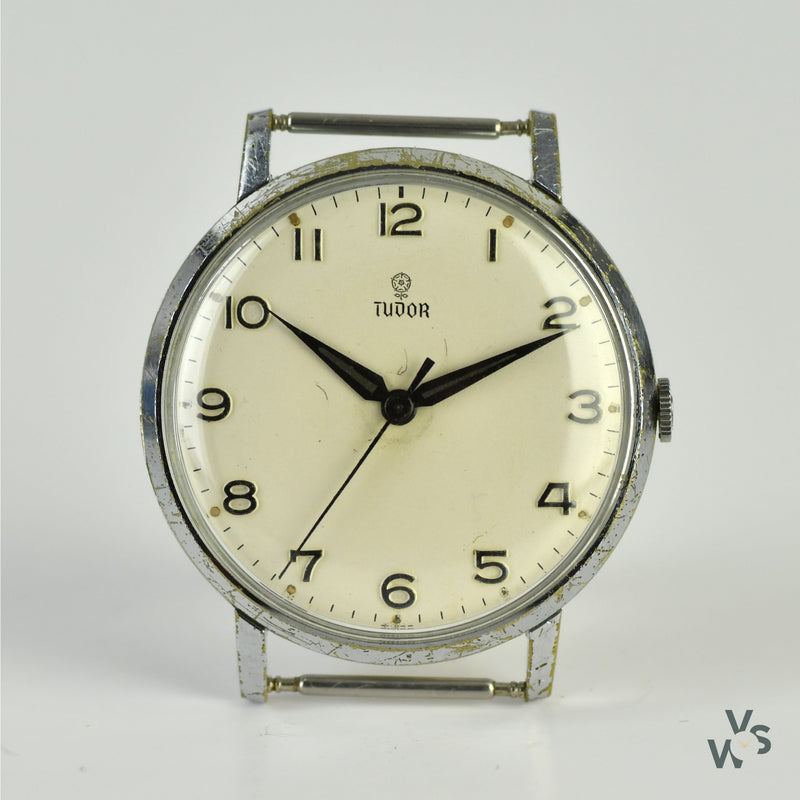 c.1950s Vintage Tudor Dress Watch - Chrome Topped Case - Vintage Watch Specialist