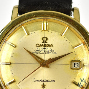 c.1963 Omega Constellation Pie Pan/Crosshair Dial - 168.004- 62 S.C Gold Capped Case - Cal.561 - Vintage Watch Specialist
