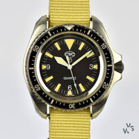 Cabot Watch Company - CWC Royal Marines Dive Watch - Case Back Markings 0555/6645-99 - Issued 1994 - Vintage Watch Specialist