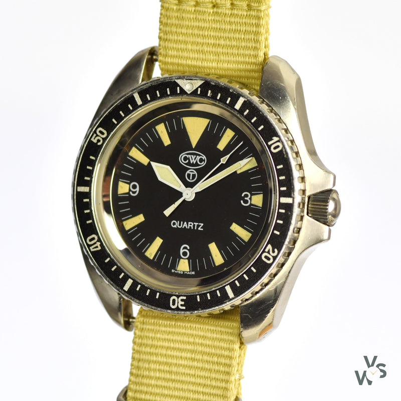 Cabot Watch Company - CWC Royal Marines Dive Watch - Case Back Markings 0555/6645-99 - Issued 1994 - Vintage Watch Specialist