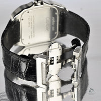 Cartier Santos 100 - Silvered Opaline Dial - 38mm - Aligator Strap - Vintage Watch Specialist